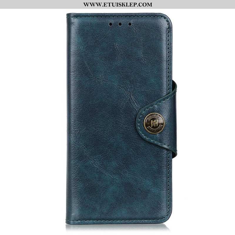 Etui Folio do Samsung Galaxy S22 Plus 5G Patentowy Guzik Z Imitacji Skóry Khazneh